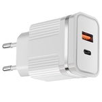 RSY USB + USB-C / Type-C 雙埠快速充電旅行充電器，美規插頭，歐規插頭