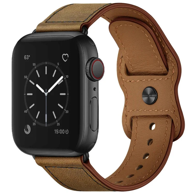 雙孔皮革錶帶，適用於 Apple Watch Series 6 & SE &、5 & 4 44mm / 3 & 2 & 1 42mm，5 & 4 40mm / 3 & 2 & 1 38mm