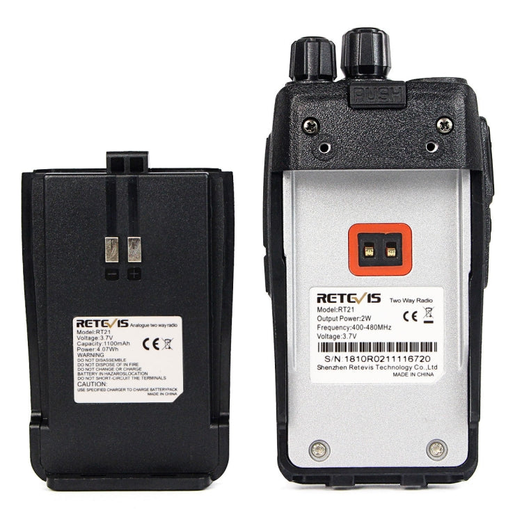 1 對 RETEVIS RT21 2.5W 美國頻率 400-480MHz 16頻道 手持對講機，美國插頭，RT21 美國插頭