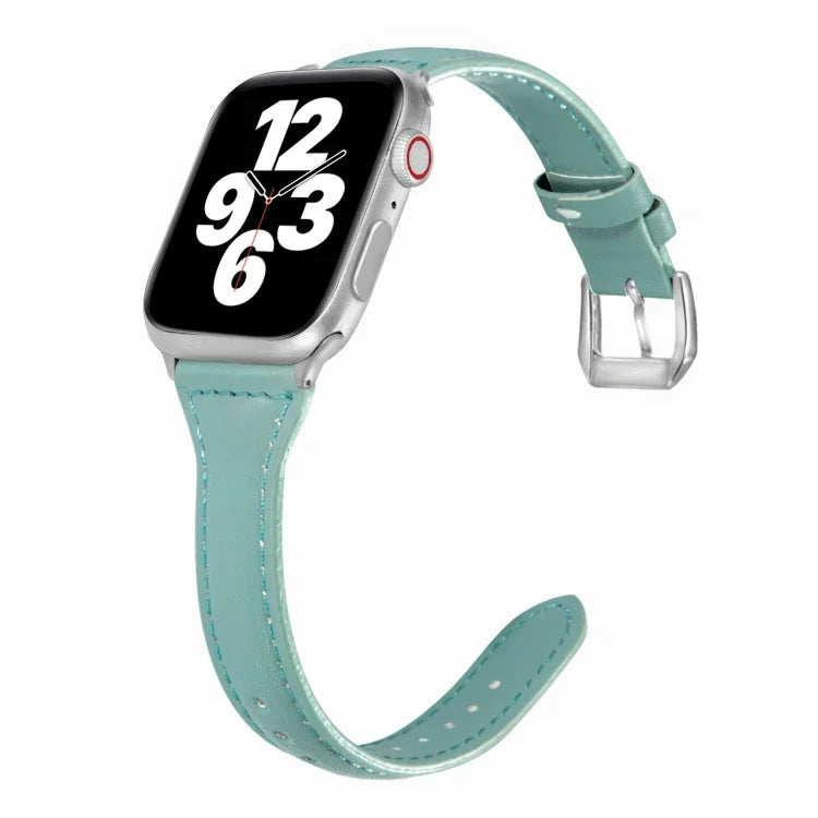 Universal T-shaped Thin Leather Watch Strap, For Apple Watch Series 7 45mm / 6 & SE & 5 & 4 44mm / 3 & 2 & 1 42mm, For Apple Watch Series 7 41mm / 6 & SE & 5 & 4 40mm / 3 & 2 & 1 38mm                                                                     ...