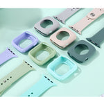 矽膠替換錶帶+錶殼保護套裝，適用於Apple Watch Series 9 / 8 / 7 41mm，適用於Apple Watch Series 9 / 8 / 7 45mm