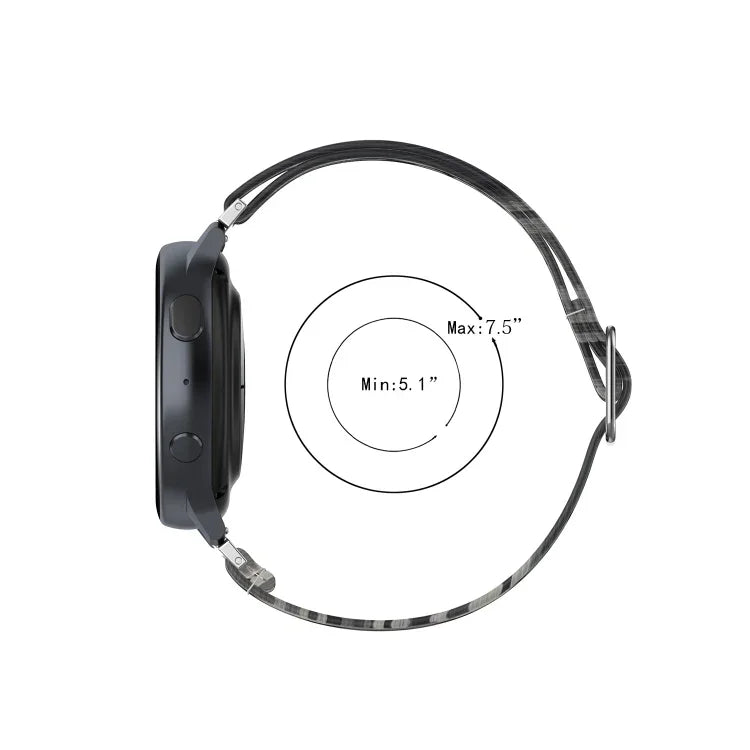 可調節彈性印花替換錶帶，20mm 適用於 Samsung Galaxy Watch Active2 / Active，22mm 適用於 Galaxy Watch3 45mm／華為 Watch GT 2 Pro
