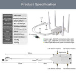 VONETS VBG1200 300Mbps+900Mbps 雙頻無線路由器中繼器 WIFI 基地台，配備 4 天線
