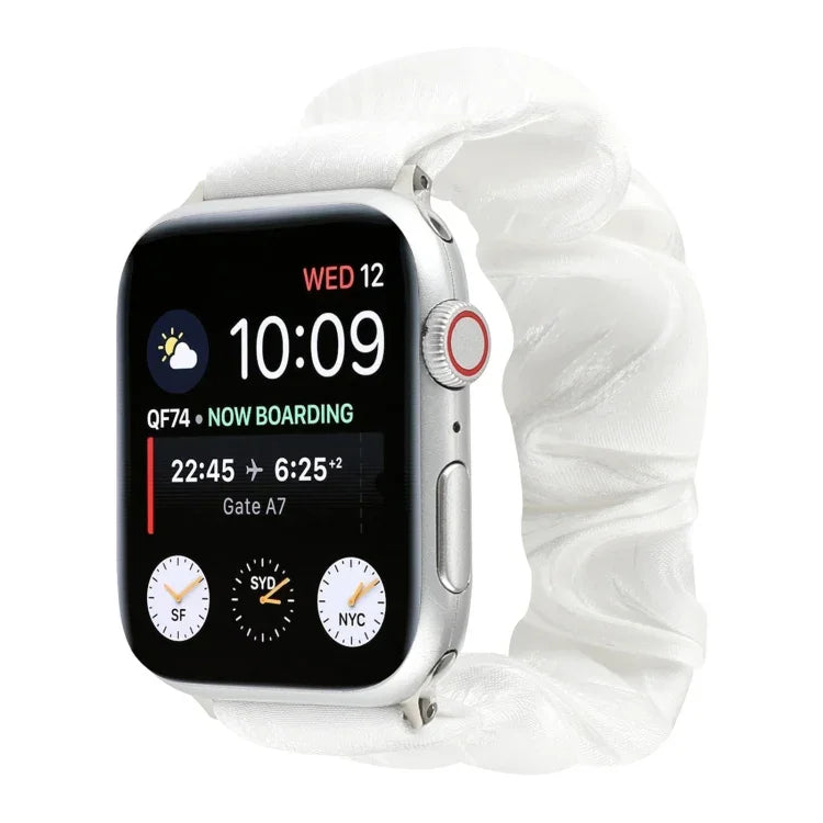貝殼紋髮圈布錶帶，適用於 Apple Watch Ultra 49mm / Series 8&7 45mm / SE 2&6&SE&5&4 44mm / 3&2&1 42mm，Apple Watch Series 8&7 41mm / SE 2&6&SE&5&4 40mm / 3&2&1 38mm