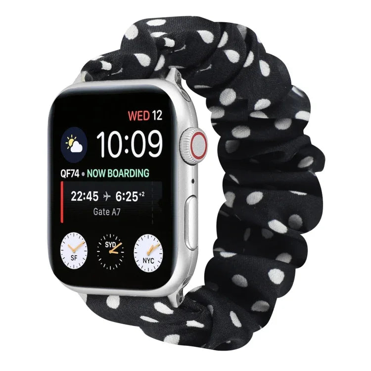 點點髮圈布錶帶，適用於 Apple Watch Ultra 49mm / Series 8&7 45mm / SE 2&6&SE&5&4 44mm / 3&2&1 42mm，Apple Watch Series 8&7 41mm / SE 2&6&SE&5&4 40mm / 3&2&1 38mm，Apple Watch Series 7 41mm / 6 & SE & 5 & 4 40mm / 3 & 2 & 1 38mm