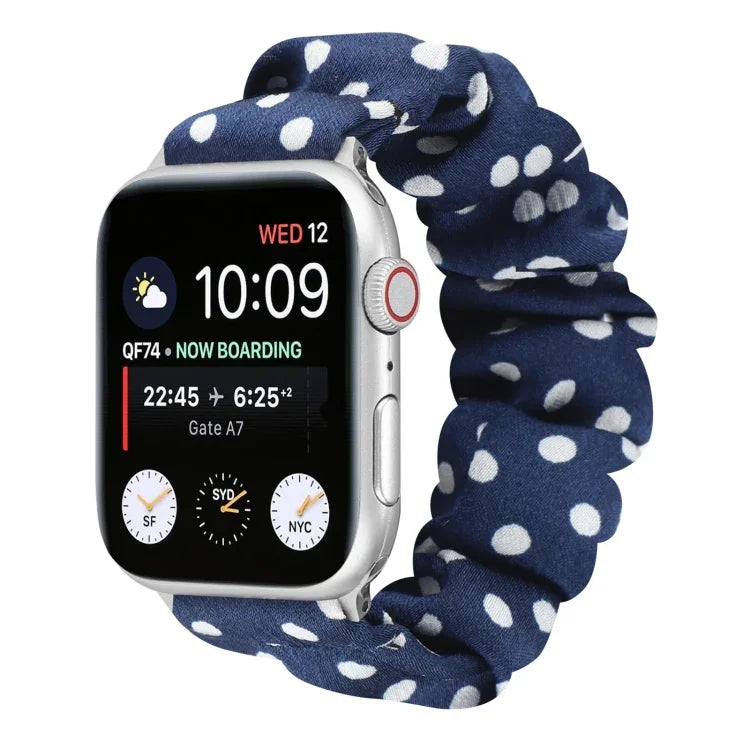點點髮圈布錶帶，適用於 Apple Watch Ultra 49mm / Series 8&7 45mm / SE 2&6&SE&5&4 44mm / 3&2&1 42mm，Apple Watch Series 8&7 41mm / SE 2&6&SE&5&4 40mm / 3&2&1 38mm，Apple Watch Series 7 41mm / 6 & SE & 5 & 4 40mm / 3 & 2 & 1 38mm