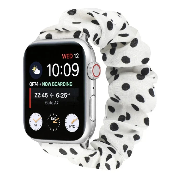 點點髮圈布錶帶，適用於 Apple Watch Ultra 49mm / Series 8&7 45mm / SE 2&6&SE&5&4 44mm / 3&2&1 42mm，Apple Watch Series 8&7 41mm / SE 2&6&SE&5&4 40mm / 3&2&1 38mm，Apple Watch Series 7 41mm / 6 & SE & 5 & 4 40mm / 3 & 2 & 1 38mm