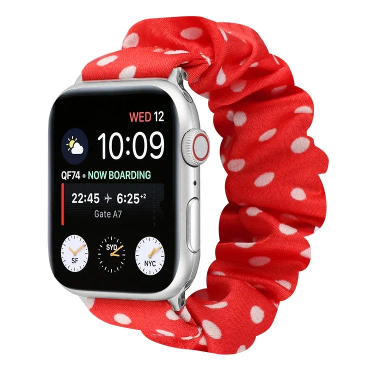 點點髮圈布錶帶，適用於 Apple Watch Ultra 49mm / Series 8&7 45mm / SE 2&6&SE&5&4 44mm / 3&2&1 42mm，Apple Watch Series 8&7 41mm / SE 2&6&SE&5&4 40mm / 3&2&1 38mm，Apple Watch Series 7 41mm / 6 & SE & 5 & 4 40mm / 3 & 2 & 1 38mm