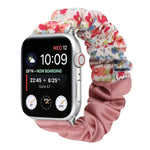 蝴蝶圖案髮圈布料錶帶，適用於 Apple Watch Ultra 49毫米 / Series 8&7 45毫米 / SE 2&6&SE&5&4 44毫米 / 3&2&1 42毫米，適用於 Apple Watch Series 8&7 41毫米 / SE 2&6&SE&5&4 40毫米 / 3&2&1 38毫米