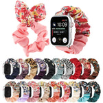 蝴蝶圖案髮圈布料錶帶，適用於 Apple Watch Ultra 49毫米 / Series 8&7 45毫米 / SE 2&6&SE&5&4 44毫米 / 3&2&1 42毫米，適用於 Apple Watch Series 8&7 41毫米 / SE 2&6&SE&5&4 40毫米 / 3&2&1 38毫米