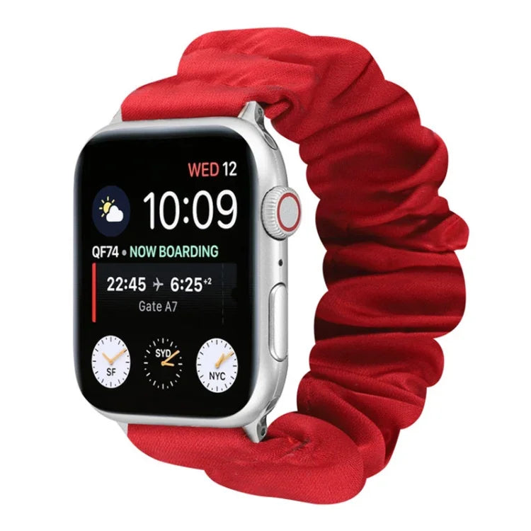 蝴蝶圖案髮圈布料錶帶，適用於 Apple Watch Ultra 49毫米 / Series 8&7 45毫米 / SE 2&6&SE&5&4 44毫米 / 3&2&1 42毫米，適用於 Apple Watch Series 8&7 41毫米 / SE 2&6&SE&5&4 40毫米 / 3&2&1 38毫米