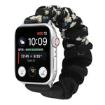 蝴蝶圖案髮圈布料錶帶，適用於 Apple Watch Ultra 49毫米 / Series 8&7 45毫米 / SE 2&6&SE&5&4 44毫米 / 3&2&1 42毫米，適用於 Apple Watch Series 8&7 41毫米 / SE 2&6&SE&5&4 40毫米 / 3&2&1 38毫米