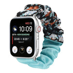 蝴蝶圖案髮圈布料錶帶，適用於 Apple Watch Ultra 49毫米 / Series 8&7 45毫米 / SE 2&6&SE&5&4 44毫米 / 3&2&1 42毫米，適用於 Apple Watch Series 8&7 41毫米 / SE 2&6&SE&5&4 40毫米 / 3&2&1 38毫米