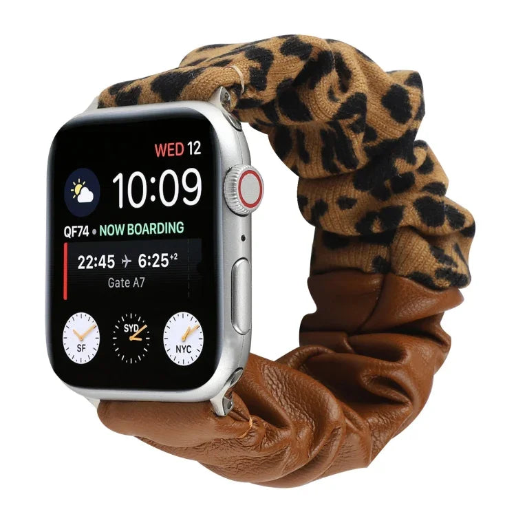 Leather Leopard Pattern Stitching Watch Strap, For Series 7 45mm / 6 & SE & 5 & 4 44mm / 3 & 2 & 1 42mm, For Series 7 41mm / 6 & SE & 5 & 4 40mm / 3 & 2 & 1 38mm