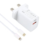 20W USB-C / Type-C + USB埠充電器，附100W Type-C轉8 Pin快充線，1米Type-C轉8 Pin，英規插頭，1米Type-C轉8 Pin，美規插頭，1米Type-C轉8 Pin，歐規插頭，2米Type-C轉8 Pin，英規插頭，2米Type-C轉8 Pin，美規插頭