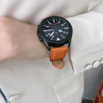 縫線荔枝紋皮革替換錶帶，適用於 Samsung Galaxy Watch 42mm，Samsung Galaxy Watch 46mm，Samsung Galaxy Watch 3 41mm，Samsung Galaxy Watch 3 45mm，Samsung Galaxy Watch Active2 40mm