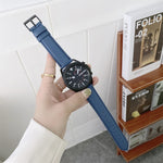 縫線荔枝紋皮革替換錶帶，適用於 Samsung Galaxy Watch 42mm，Samsung Galaxy Watch 46mm，Samsung Galaxy Watch 3 41mm，Samsung Galaxy Watch 3 45mm，Samsung Galaxy Watch Active2 40mm