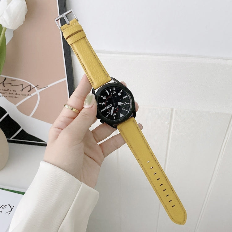 縫線荔枝紋皮革替換錶帶，適用於 Samsung Galaxy Watch 42mm，Samsung Galaxy Watch 46mm，Samsung Galaxy Watch 3 41mm，Samsung Galaxy Watch 3 45mm，Samsung Galaxy Watch Active2 40mm