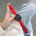 縫線荔枝紋皮革替換錶帶，適用於 Samsung Galaxy Watch 42mm，Samsung Galaxy Watch 46mm，Samsung Galaxy Watch 3 41mm，Samsung Galaxy Watch 3 45mm，Samsung Galaxy Watch Active2 40mm