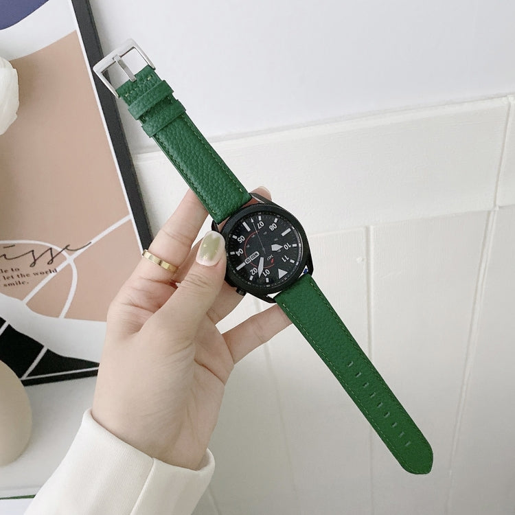 縫線荔枝紋皮革替換錶帶，適用於 Samsung Galaxy Watch 42mm，Samsung Galaxy Watch 46mm，Samsung Galaxy Watch 3 41mm，Samsung Galaxy Watch 3 45mm，Samsung Galaxy Watch Active2 40mm