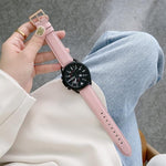 縫線荔枝紋皮革替換錶帶，適用於 Samsung Galaxy Watch Active2 44mm，適用於 Samsung Galaxy Watch Active