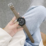 縫線荔枝紋皮革替換錶帶，適用於 Samsung Galaxy Watch Active2 44mm，適用於 Samsung Galaxy Watch Active