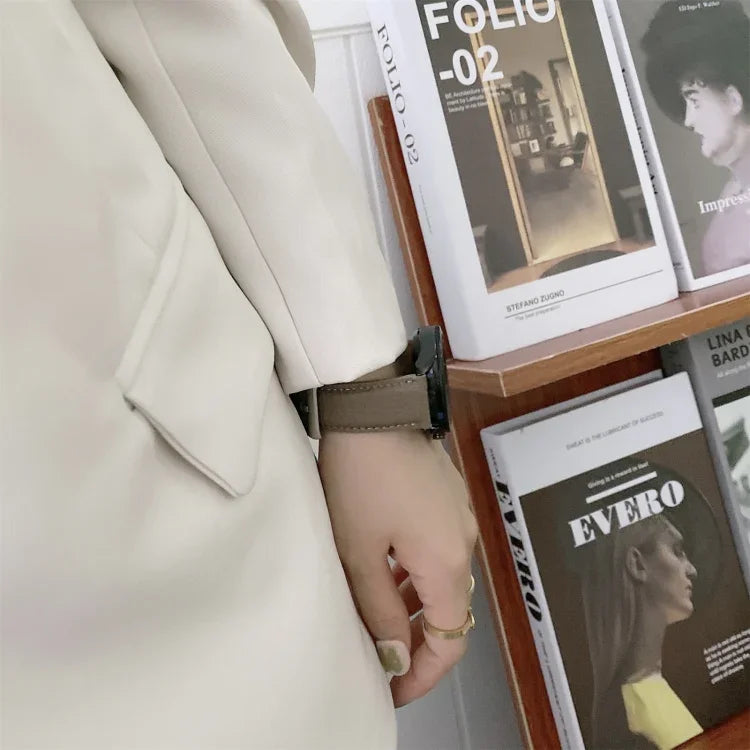 縫線荔枝紋皮革替換錶帶，適用於 Samsung Galaxy Watch Active2 44mm，適用於 Samsung Galaxy Watch Active