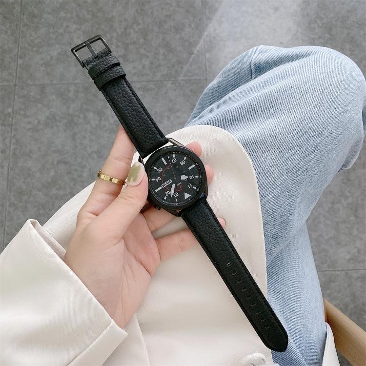 縫線荔枝紋皮革替換錶帶，適用於 Samsung Galaxy Watch Active2 44mm，適用於 Samsung Galaxy Watch Active