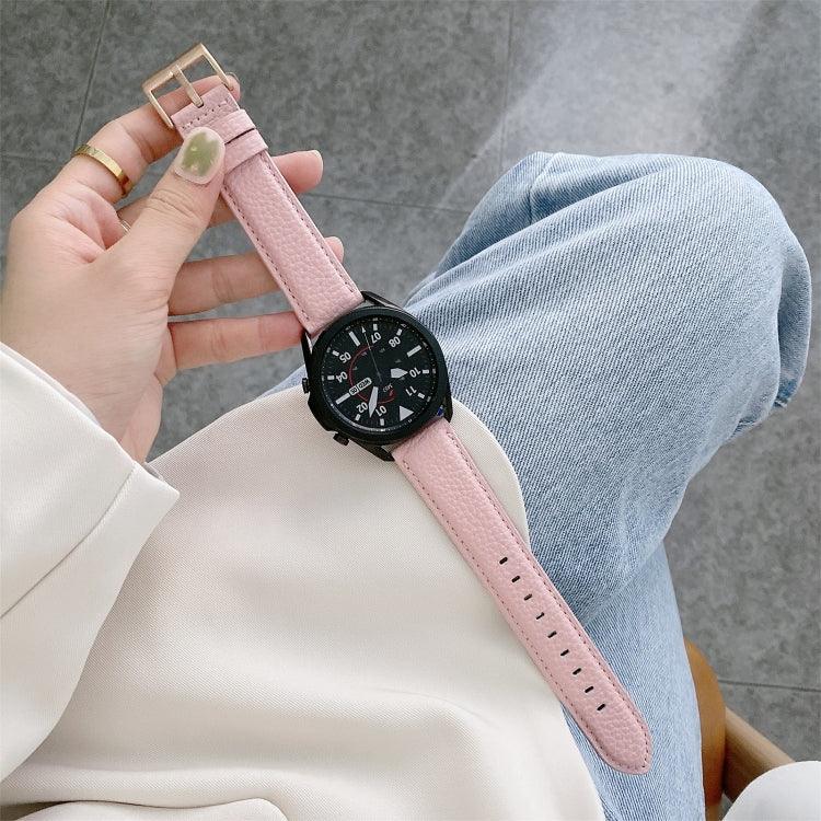 縫線荔枝紋皮革替換錶帶，適用於 Samsung Galaxy Watch Active2 44mm，適用於 Samsung Galaxy Watch Active