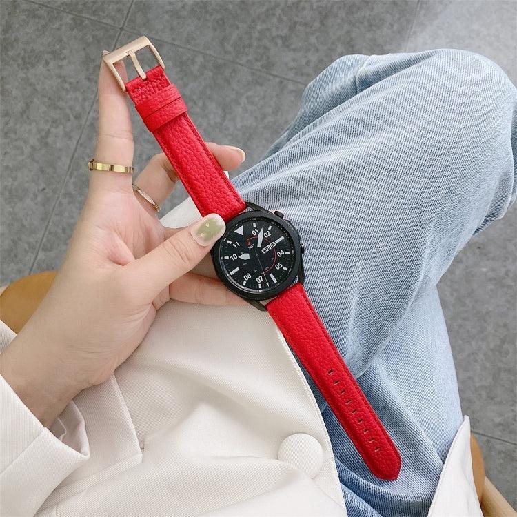 縫線荔枝紋皮革替換錶帶，適用於 Samsung Galaxy Watch Active2 44mm，適用於 Samsung Galaxy Watch Active