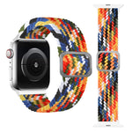 扣式編織彈性錶帶，適用於 Apple Watch Series 9&8&7 41mm / SE 3&SE 2&6&SE&5&4 40mm / 3&2&1 38mm（彩虹色），適用於 Apple Watch Series 8&7 41mm / SE 2&6&SE&5&4 40mm / 3&2&1 38mm