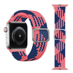 扣式編織彈性錶帶，適用於 Apple Watch Series 9&8&7 41mm / SE 3&SE 2&6&SE&5&4 40mm / 3&2&1 38mm（彩虹色），適用於 Apple Watch Series 8&7 41mm / SE 2&6&SE&5&4 40mm / 3&2&1 38mm