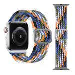 扣式編織彈性錶帶，適用於 Apple Watch Series 9&8&7 41mm / SE 3&SE 2&6&SE&5&4 40mm / 3&2&1 38mm（彩虹色），適用於 Apple Watch Series 8&7 41mm / SE 2&6&SE&5&4 40mm / 3&2&1 38mm