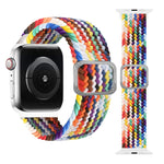 扣式編織彈性錶帶，適用於 Apple Watch Series 9&8&7 41mm / SE 3&SE 2&6&SE&5&4 40mm / 3&2&1 38mm（彩虹色），適用於 Apple Watch Series 8&7 41mm / SE 2&6&SE&5&4 40mm / 3&2&1 38mm