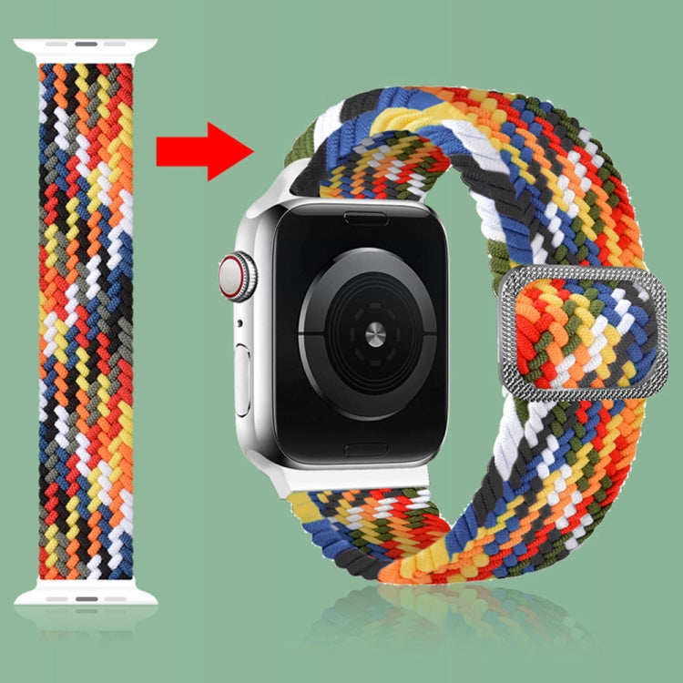 扣式編織彈性錶帶，適用於 Apple Watch Series 9&8&7 41mm / SE 3&SE 2&6&SE&5&4 40mm / 3&2&1 38mm（彩虹色），適用於 Apple Watch Series 8&7 41mm / SE 2&6&SE&5&4 40mm / 3&2&1 38mm