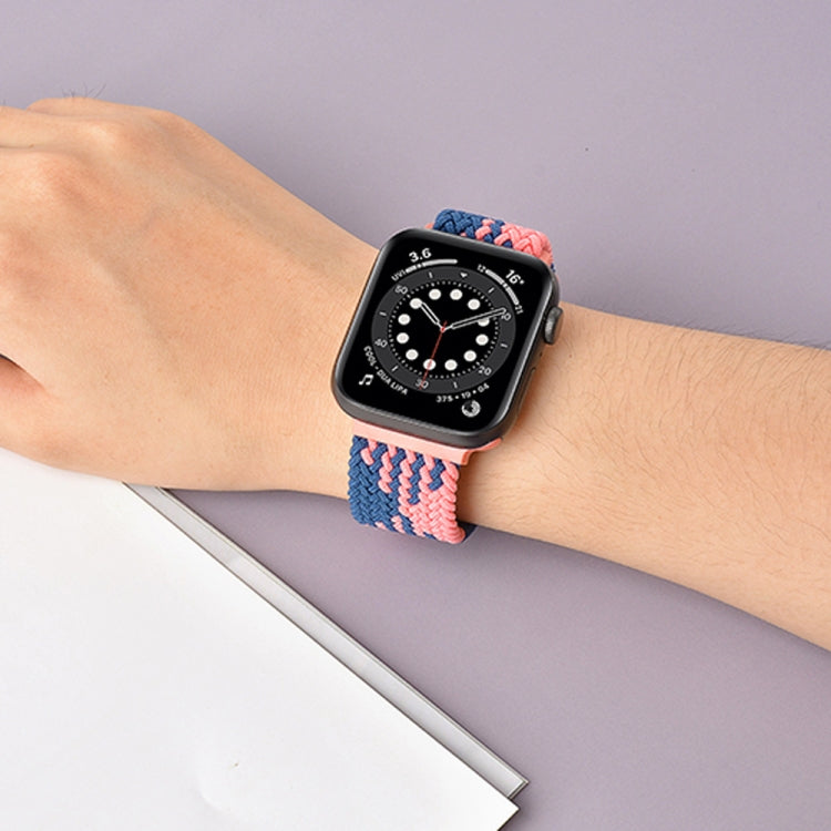 扣式編織彈性錶帶，適用於 Apple Watch Series 9&8&7 41mm / SE 3&SE 2&6&SE&5&4 40mm / 3&2&1 38mm（彩虹色），適用於 Apple Watch Series 8&7 41mm / SE 2&6&SE&5&4 40mm / 3&2&1 38mm