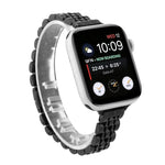 小腰七珠不鏽鋼錶帶 適用Apple Watch Series 6 & SE &，適用Apple Watch Series 7 45mm / 6 & SE & 5 & 4 44mm / 3 & 2 & 1 42mm，適用Apple Watch Series 8&7 41mm / SE 2&6&SE&5&4 40mm / 3&2&1 38mm