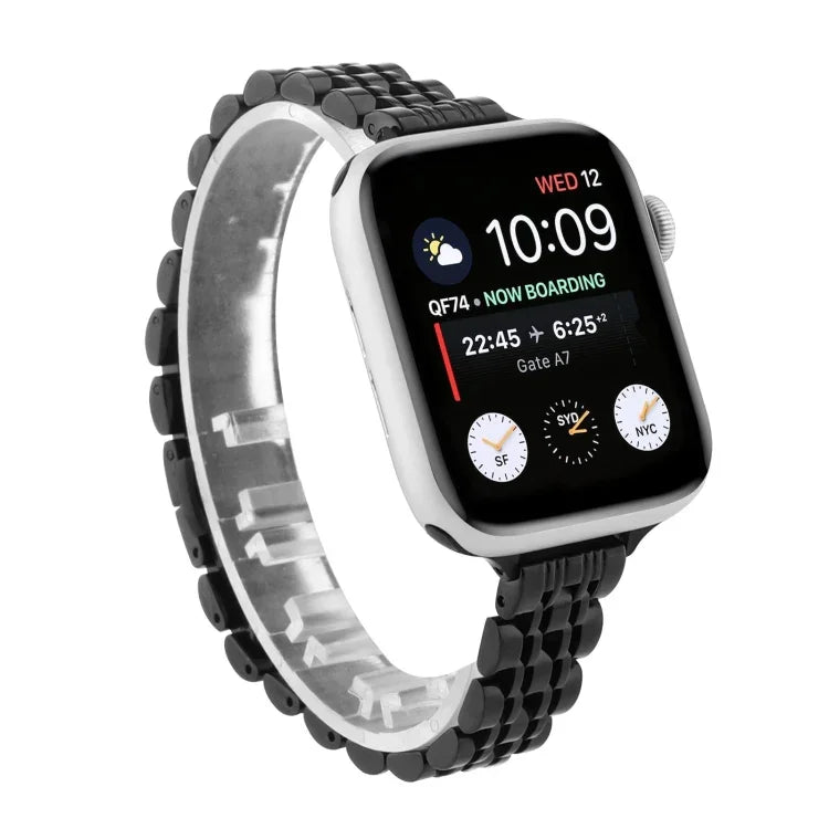 小腰七珠不鏽鋼錶帶 適用Apple Watch Series 6 & SE &，適用Apple Watch Series 7 45mm / 6 & SE & 5 & 4 44mm / 3 & 2 & 1 42mm，適用Apple Watch Series 8&7 41mm / SE 2&6&SE&5&4 40mm / 3&2&1 38mm