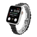 小腰七珠不鏽鋼錶帶 適用Apple Watch Series 6 & SE &，適用Apple Watch Series 7 45mm / 6 & SE & 5 & 4 44mm / 3 & 2 & 1 42mm，適用Apple Watch Series 8&7 41mm / SE 2&6&SE&5&4 40mm / 3&2&1 38mm