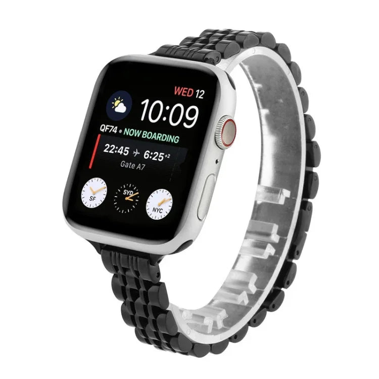 小腰七珠不鏽鋼錶帶 適用Apple Watch Series 6 & SE &，適用Apple Watch Series 7 45mm / 6 & SE & 5 & 4 44mm / 3 & 2 & 1 42mm，適用Apple Watch Series 8&7 41mm / SE 2&6&SE&5&4 40mm / 3&2&1 38mm