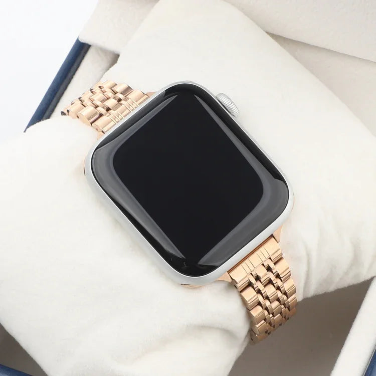 小腰七珠不鏽鋼錶帶，適用於 Apple Watch Series 6 & SE &，適用於 Apple Watch Series 7 45毫米 / 6 & SE & 5 & 4 44毫米 / 3 & 2 & 1 42毫米，適用於 Apple Watch Series 8&7 41毫米 / SE 2&6&SE&5&4 40毫米 / 3&2&1 38毫米