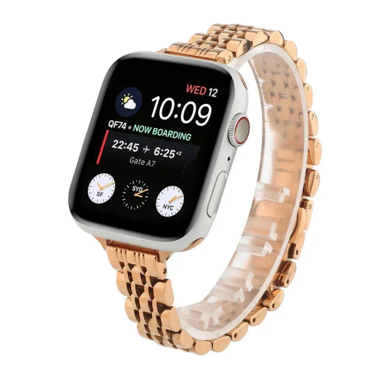 小腰七珠不鏽鋼錶帶，適用於 Apple Watch Series 6 & SE &，適用於 Apple Watch Series 7 45毫米 / 6 & SE & 5 & 4 44毫米 / 3 & 2 & 1 42毫米，適用於 Apple Watch Series 8&7 41毫米 / SE 2&6&SE&5&4 40毫米 / 3&2&1 38毫米