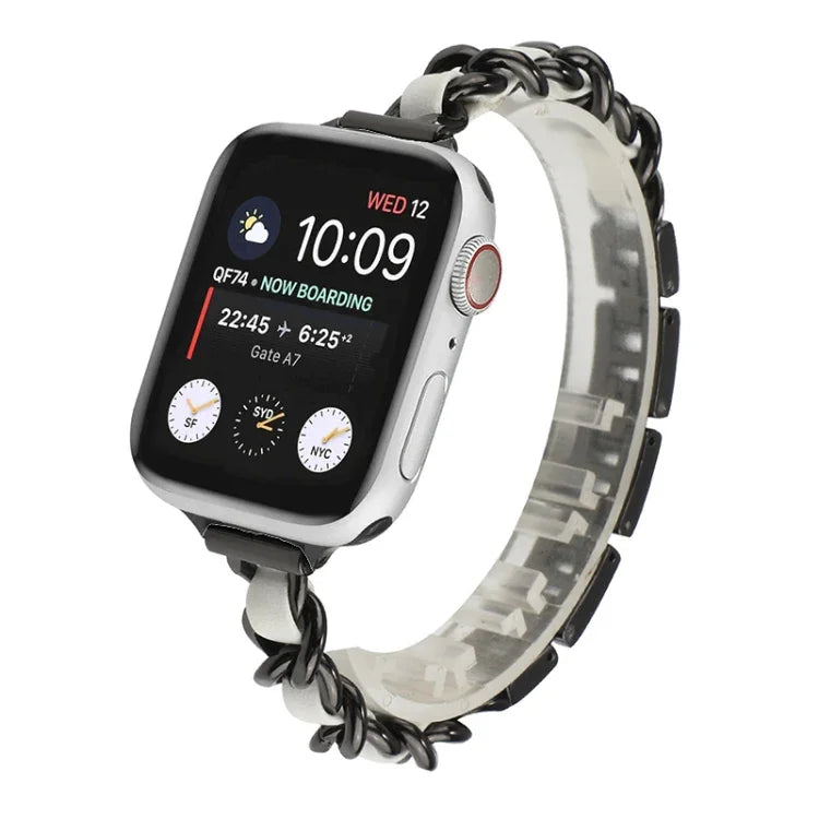 小腰七珠不鏽鋼錶帶，適用於 Apple Watch Series 6 & SE &、Apple Watch Ultra 49mm / Series 8&7 45mm / SE 2&6&SE&5&4 44mm / 3&2&1 42mm，適用於 Apple Watch Series 8&7 41mm / SE 2&6&SE&5&4 40mm / 3&2&1 38mm