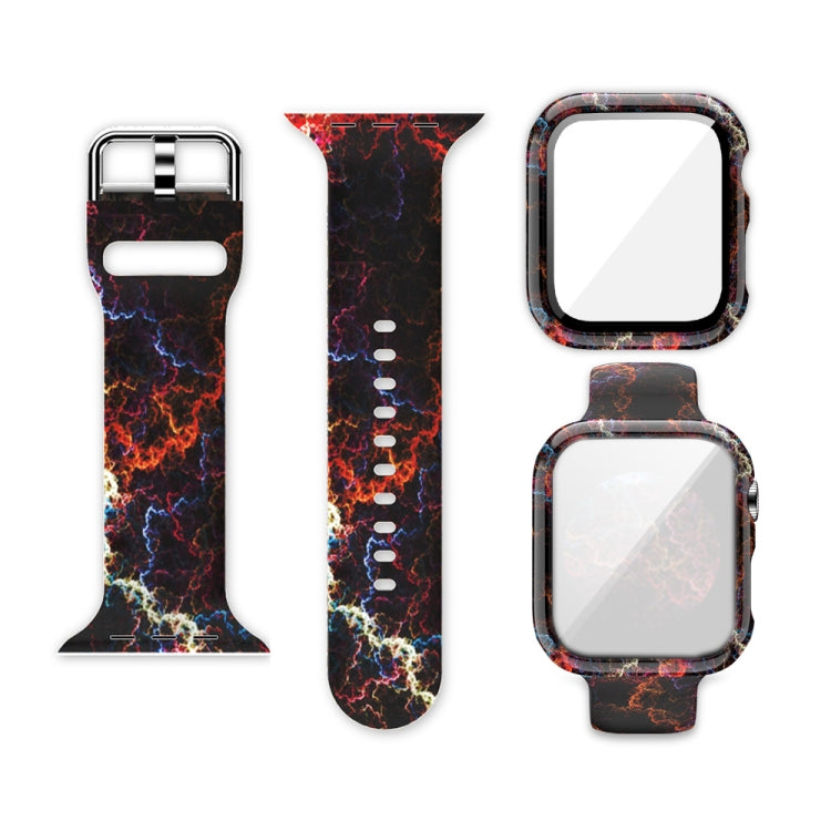 矽膠印刷一體式替換錶殼錶帶，適用於Apple Watch Series 6 / 5 / 4 / Watch SE 44mm，適用於Apple Watch Series 6 / 5 / 4 / Watch SE 40mm，適用於Apple Watch Series 3 & 2 & 1 42mm