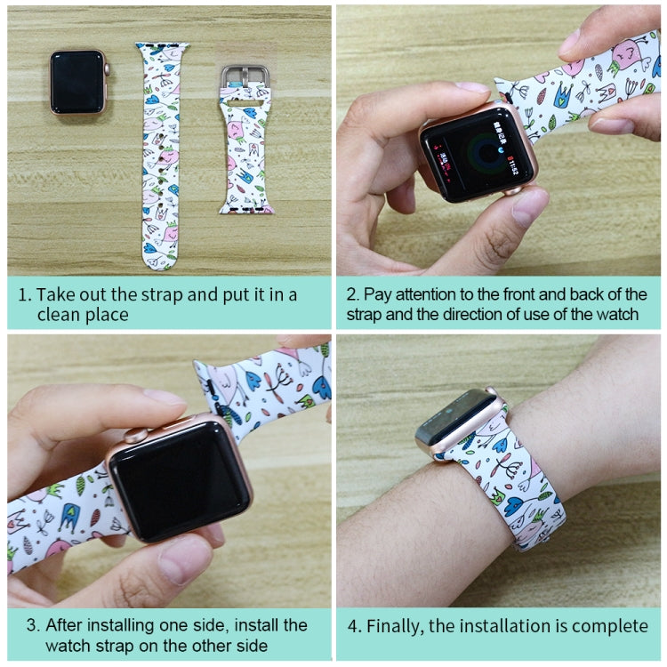 矽膠印刷一體式替換錶殼錶帶，適用於Apple Watch Series 6 / 5 / 4 / Watch SE 44mm，適用於Apple Watch Series 6 / 5 / 4 / Watch SE 40mm，適用於Apple Watch Series 3 & 2 & 1 42mm