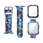 矽膠印刷一體式替換錶殼錶帶，適用於Apple Watch Series 6 / 5 / 4 / Watch SE 44mm，適用於Apple Watch Series 6 / 5 / 4 / Watch SE 40mm，適用於Apple Watch Series 3 & 2 & 1 42mm