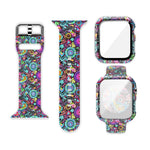 矽膠印刷一體式替換錶殼錶帶，適用於Apple Watch Series 6 / 5 / 4 / Watch SE 44mm，適用於Apple Watch Series 6 / 5 / 4 / Watch SE 40mm，適用於Apple Watch Series 3 & 2 & 1 42mm