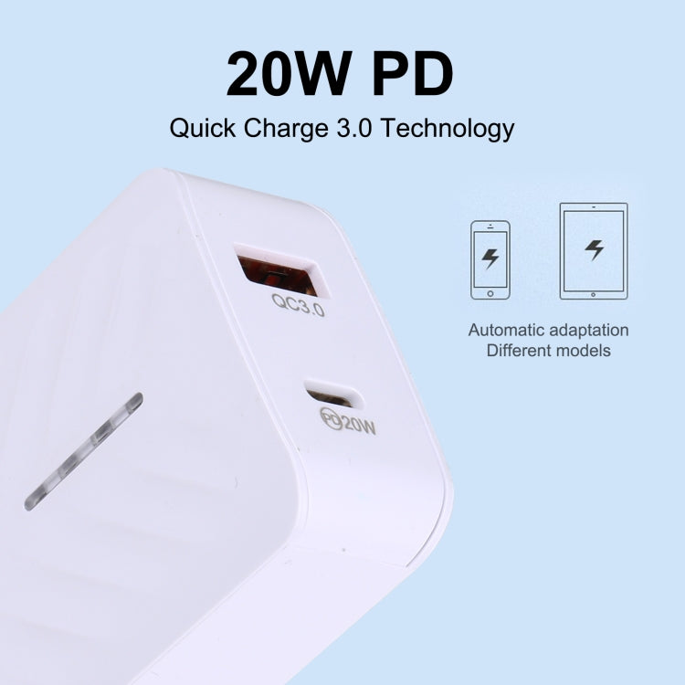 LZ-822A+C PD 20W USB-C / Type-C + QC 3.0 USB 快速旅行充電器，美規插頭，歐規插頭