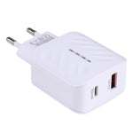 LZ-822A+C PD 20W USB-C / Type-C + QC 3.0 USB 快速旅行充電器，美規插頭，歐規插頭