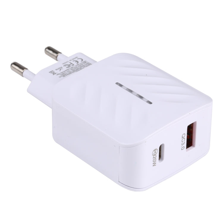 LZ-822A+C PD 20W USB-C / Type-C + QC 3.0 USB 快速旅行充電器，美規插頭，歐規插頭